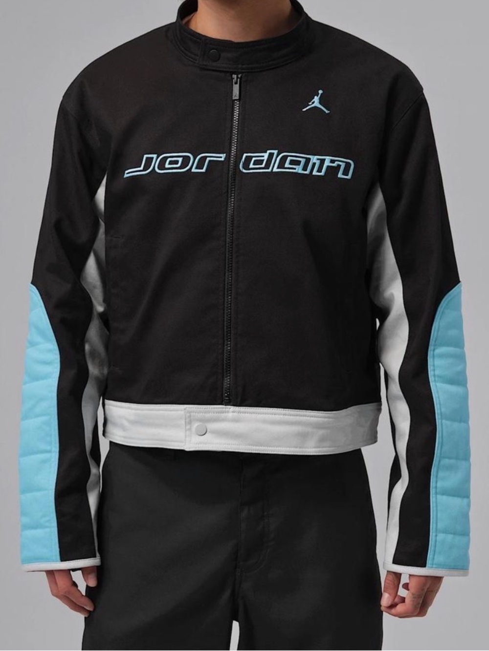 Nike Air Jordan Brooklyn Motorsport Jackets Black Blue HV1048-011 Mens Size XL